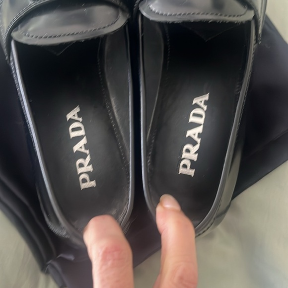 NWOT Prada Black Brushed Leather Loafers- comes with box,  dust covers- - Picture 5 of 14